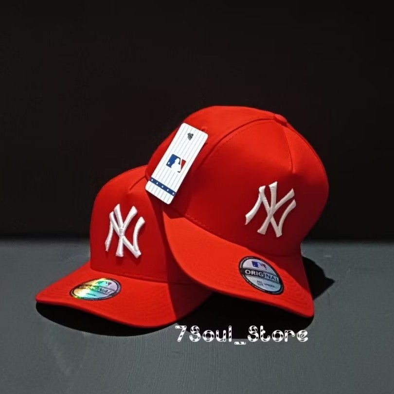 Ramadhan - Topi Premium Cap NY Warna Merah Putih Aksesoris Fashion Casual Unisex Cotton Import COD