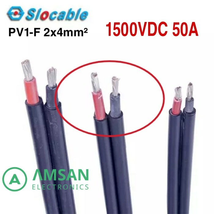 Kabel Panel Surya PV1-F 2X 4mm 2X4MM SLOCABLE Twin Core PLTS PV Cable PV1F