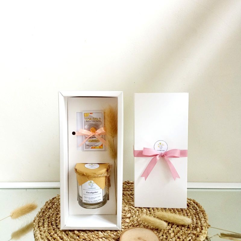 Hampers Gift Box Premium Mini EOA GOLD dan Lilin Aromaterapi Hampers Wedding Graduation Newborn Birt