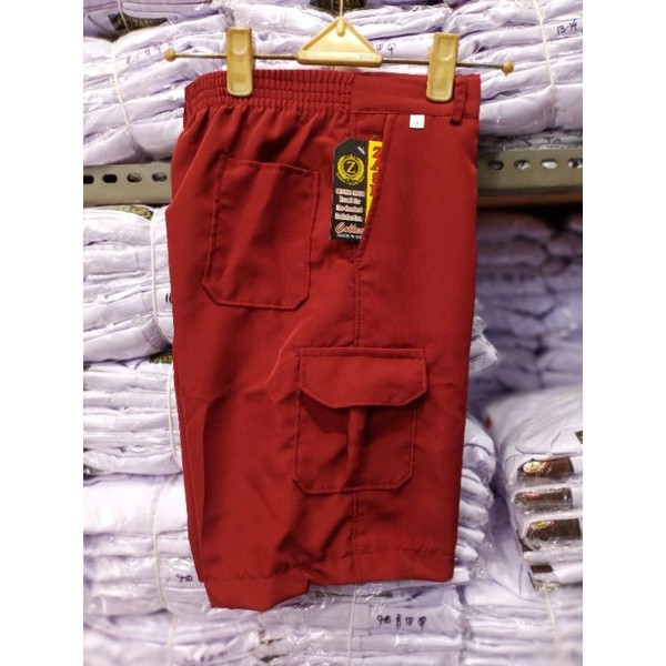 SERAGAM SEKOLAH Celana Pendek SD Merah Bahan Tissu / Celana Pendek SD Merah Kantong Samping