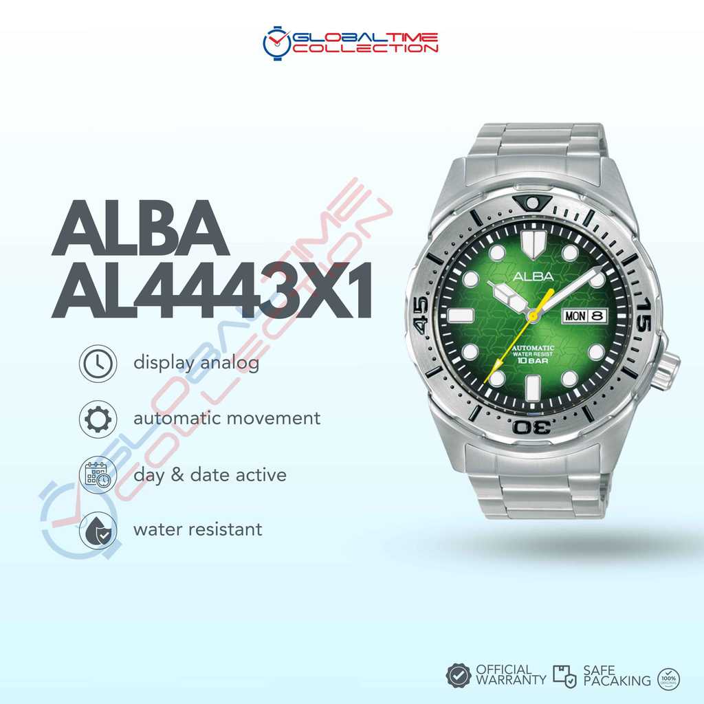 Jam Tangan Pria Alba Automatic AL4443X1 Dial Hijau