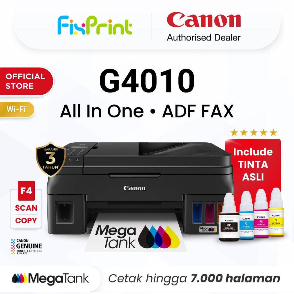 Printer F4 Wifi Canon G4010 - Ink Tank ADF FAX Wireless All In One Print Scan Copy MacOS - Garansi 3