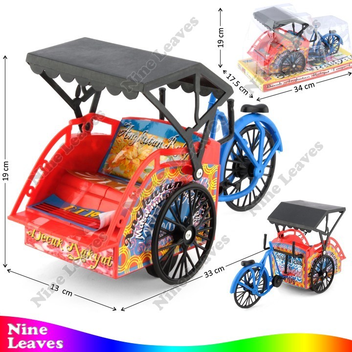 Mainan Kendaraan Tradisional Becak Friction Becak Rakyat
