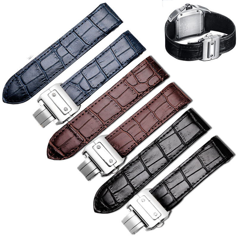 Premium-Grade Genuine Leather watch strap 20  23mm for cartier Santos strap Santos 100 men's and wom