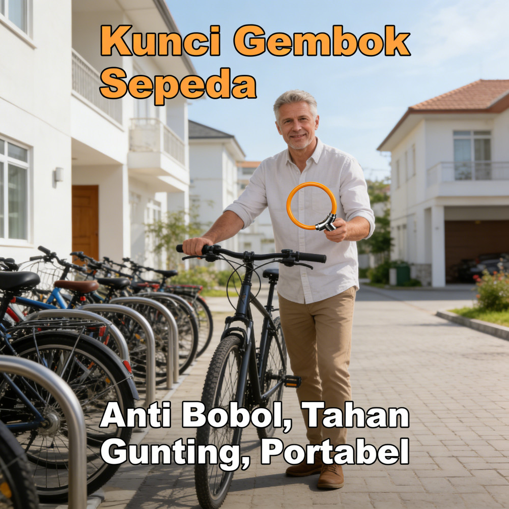 Kunci Sepeda Helm Kuat Gembok Tahan Anti Curi, Bending Ringan, Portable Gunting