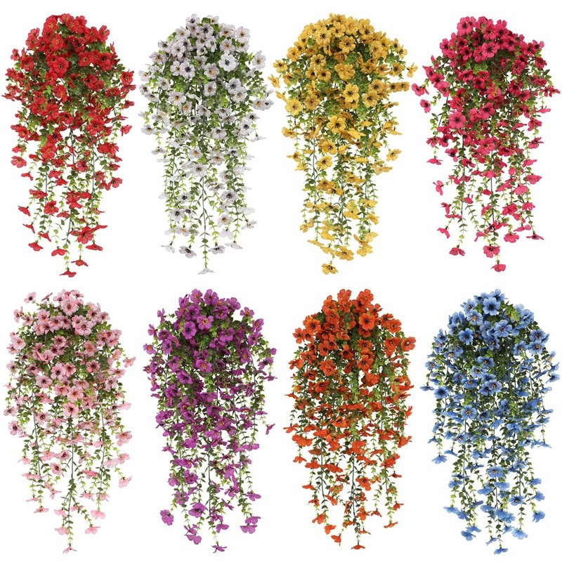 1/2pcs Artificial Hanging Flowers Silk Morning Glory UV Resistant Fake Hanging Giant Flower Balcony 