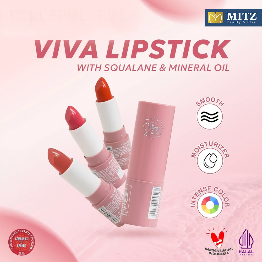 Viva Lipstick Blue Series No.01 Original BPOM – Lipstik Tahan Lama 20 Warna, Pewarna Bibir Viva Mura