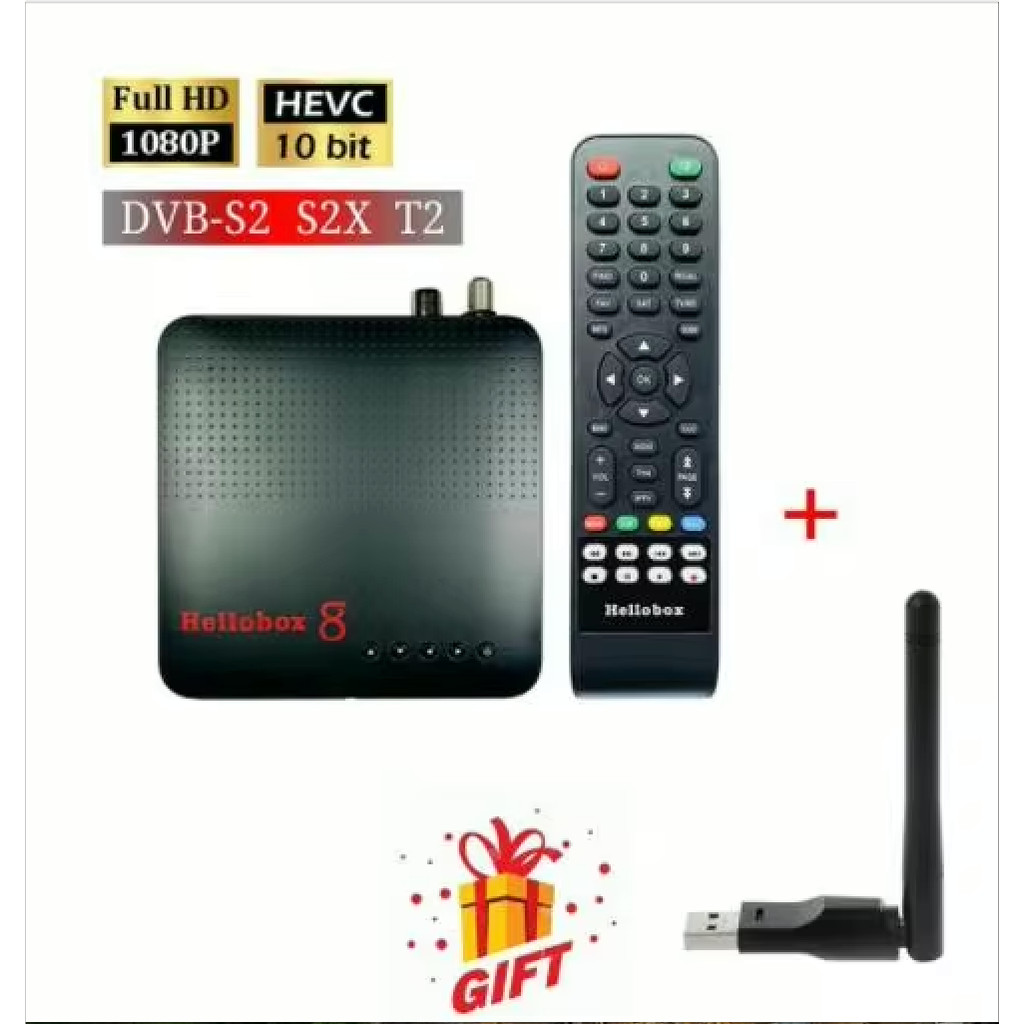 Hellobox 8 TV Satellite Receiver DVB-T2 DVB-S2 S2X Combo TV Play On Mobile Phone built-in wifi HEVC 