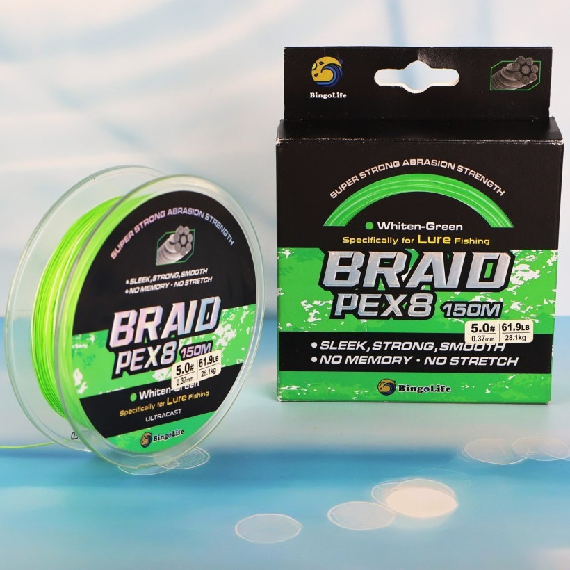 Senar PE X8 Casting 150m Hijau Diameter 0.12mm 0.5mm Cepat Tenggelam Lure