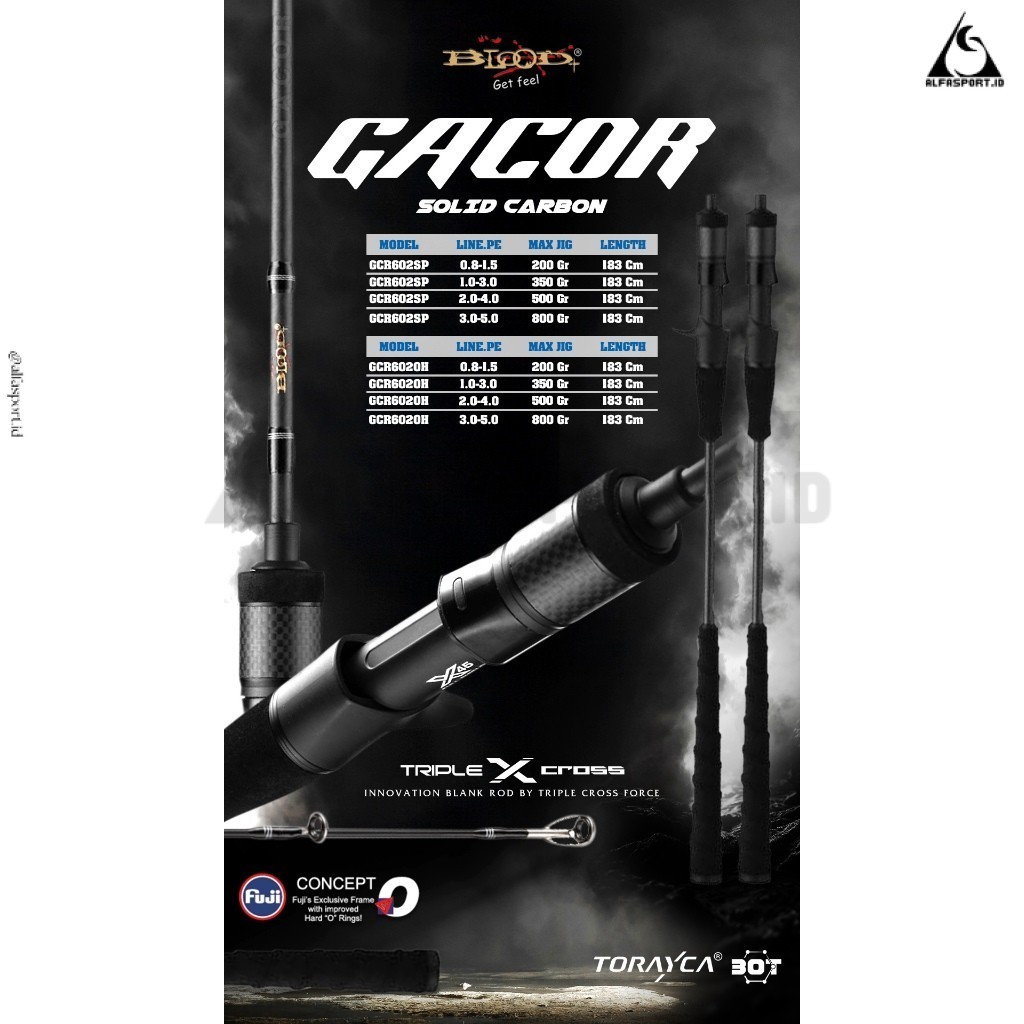 AlfaSport.Id Joran Pancing BLOOD-X Gacor Mancing Slow Jigging Spinning Overhead Solid Carbon