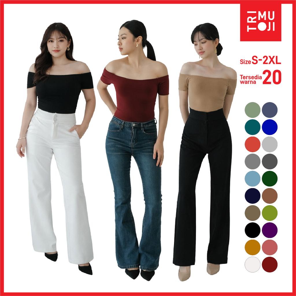 TRIMUJI Jaewon | Atasan Wanita Off Shoulder Slim Fit Elegan - Blouse Casual Korean Look | Ukuran S -