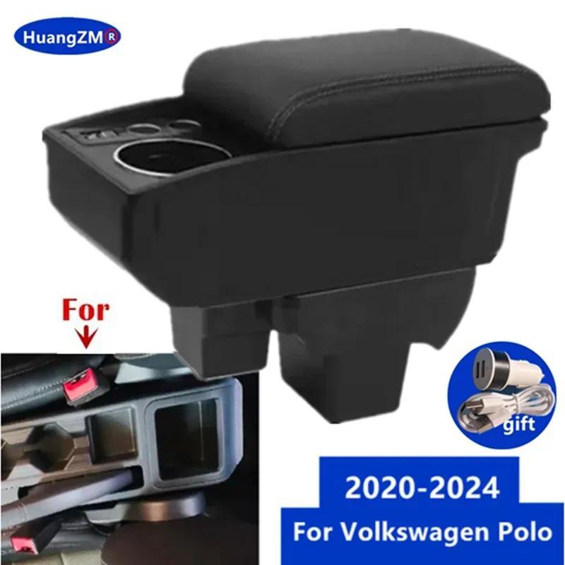 For Volkswagen Polo Armrest box For VW Polo 2019-2024 Car Armrest Storage Box Cup holder Decated Ret