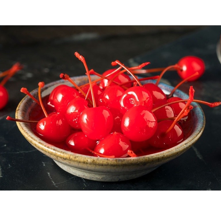 Buah Cherry Mascharino Tangkai Hiasan Kue Premium