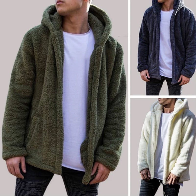 Premium Tebal Jaket Sherpa Hoodie Bulu Pria Wanita – Sherpa Jacket Musim Dingin Tebal M-XL
