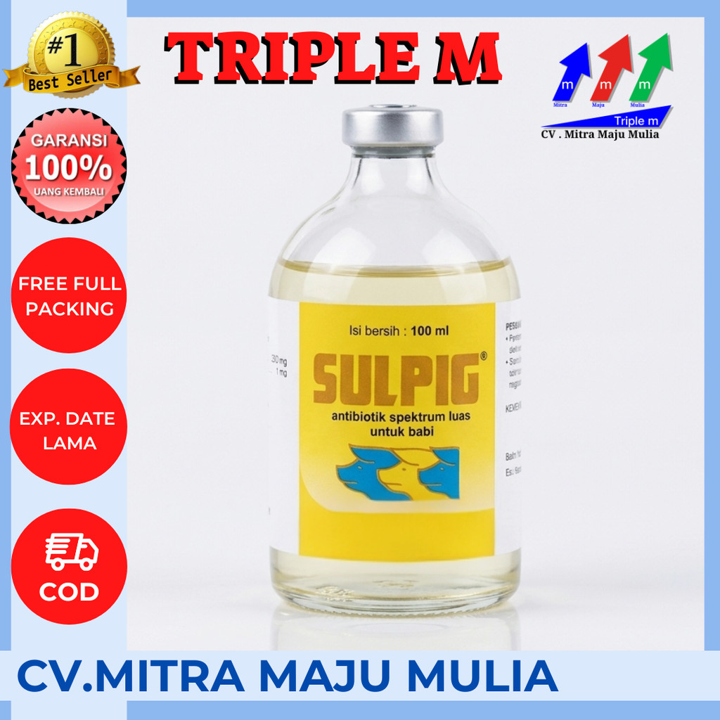 SULPIG 100ML - Obat Hewan Antibiotik Spektrum Luas Babi Medion