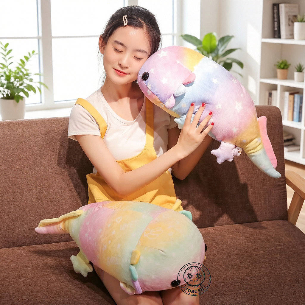 Squishy Down Cotton Axolotl Lying Plush Pillow Stuffed Newt Salamander Fish Doll Purple Yellow Plush