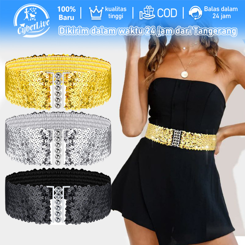 Ikat Pinggang Elastis Wanita Gemerlap Belt Payet Ikat Pinggang Wanita Belt Payet Belt Dress Sabuk Ik