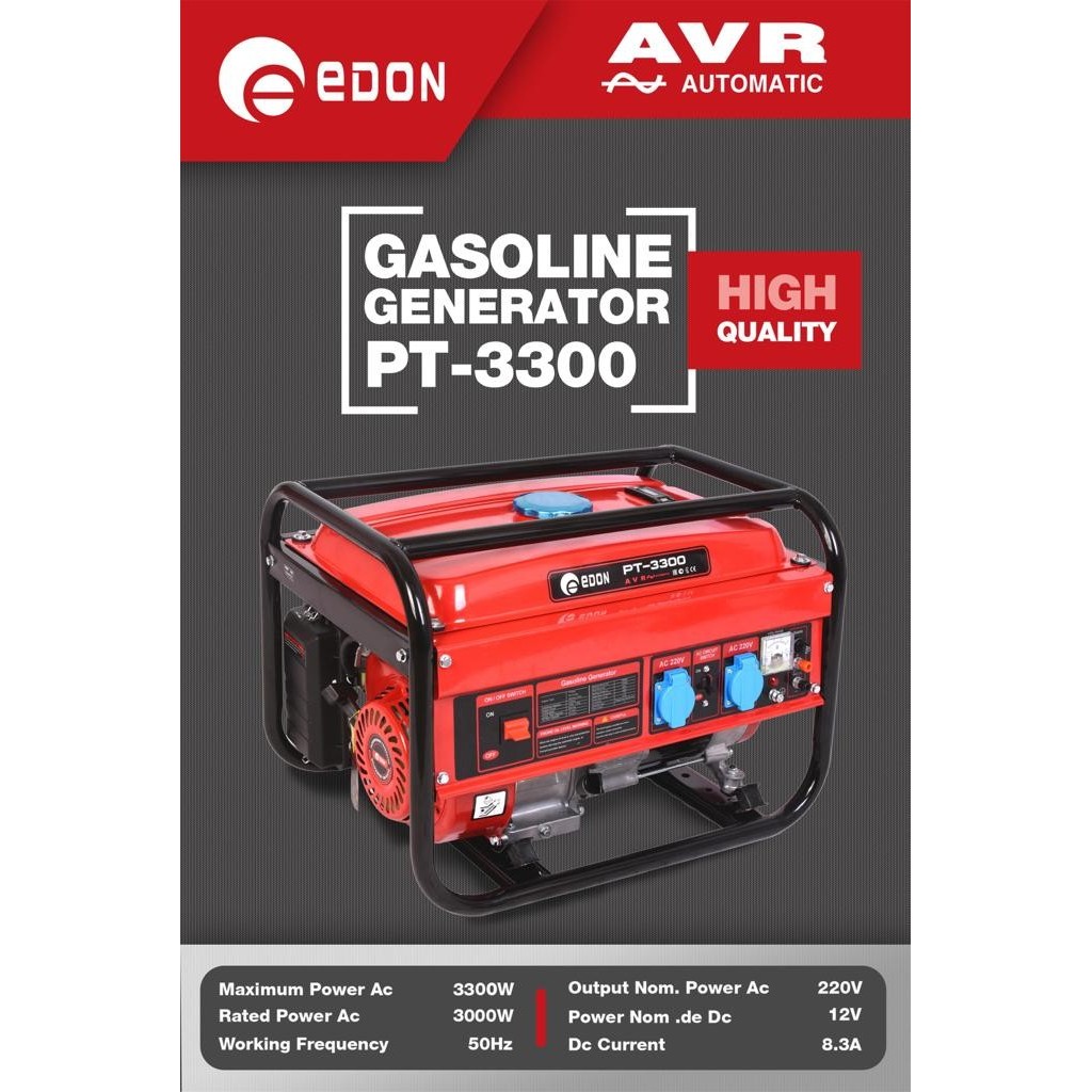 genset 3000 watt  GENSET Edon 3000Watt EDON PT 3300L Gasoline Generator GENSET PT3300