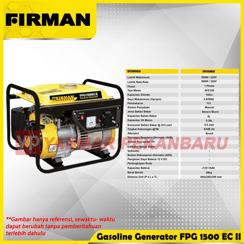 Genset FIRMAN 1000WATT FPG 1500 EC II