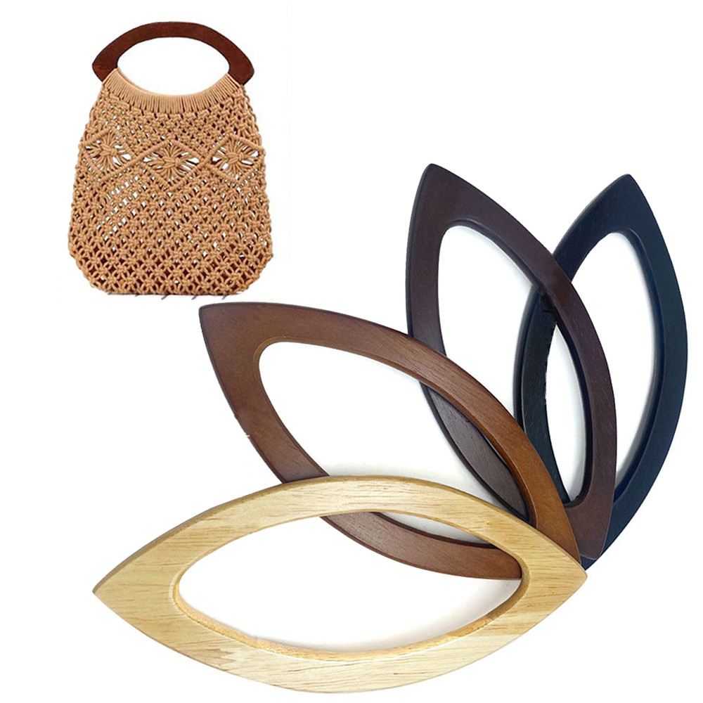 Aksesoris Gagang Tas Kayu Solid Untuk Tas Tangan, Jahitan Tas Rajut, Gagang Tas Anyaman, Gagang Tas 
