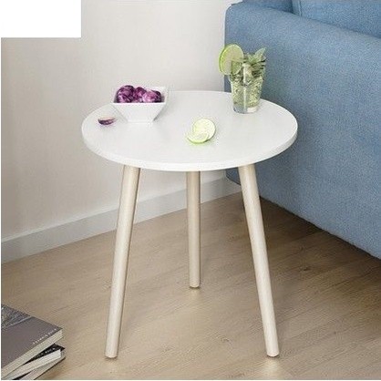 MEJA BULAT SUDUT MINIMALIS RUANG TAMU PUTIH AESTHETIC TERBARU TERMURAH MEJA BULAT MINIMALIS