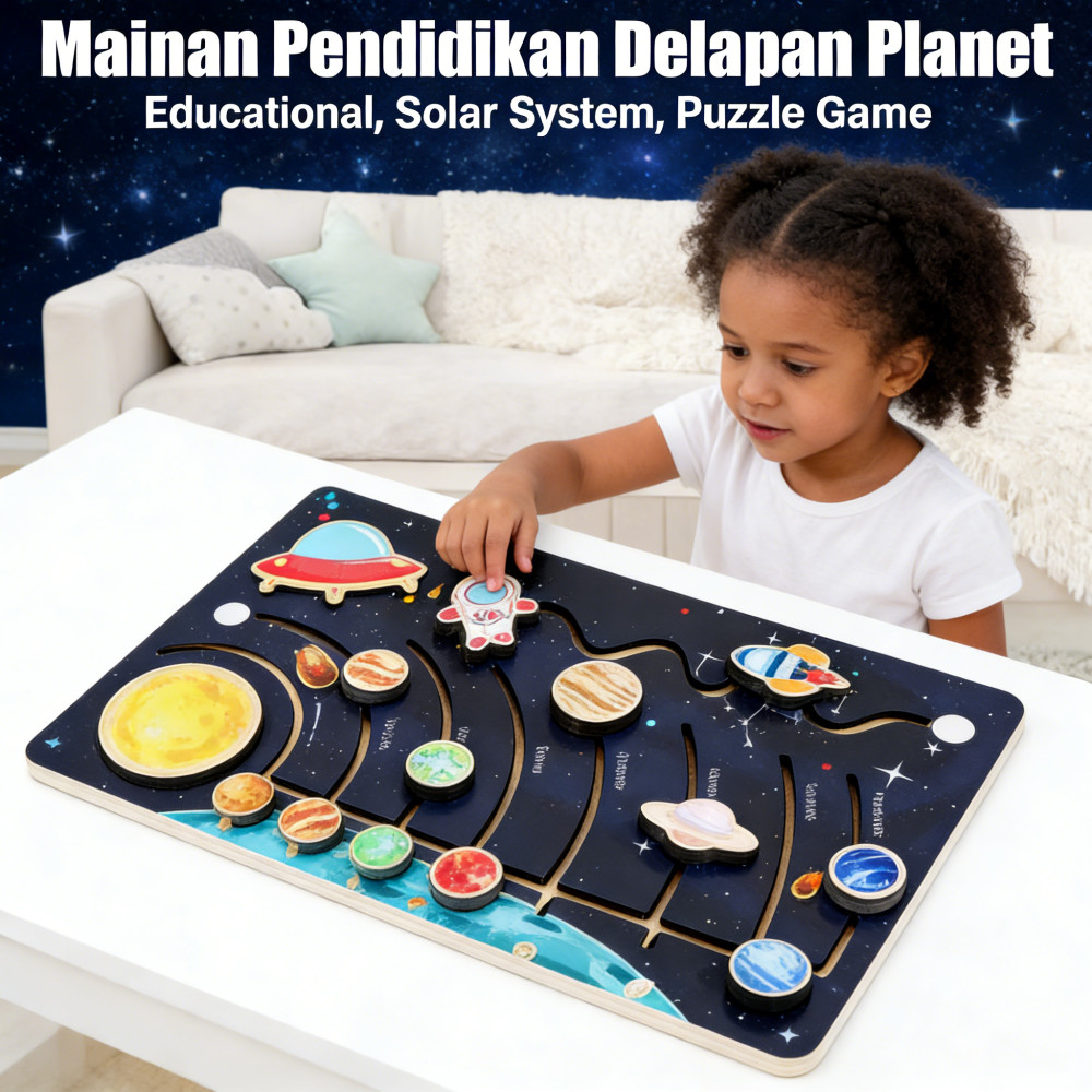 Permainan Pendidikan Anak Papan Puzzle Planet Luar Angkasa Surya Tata Surya