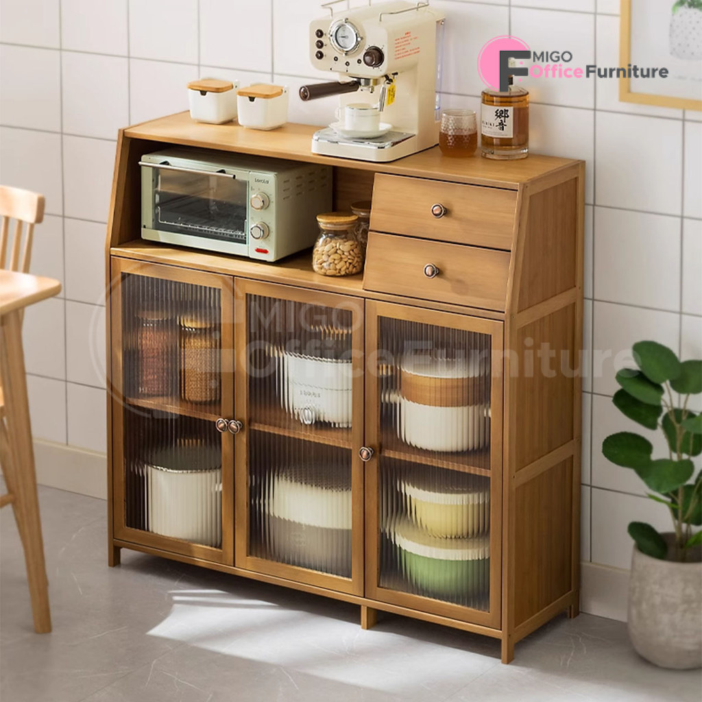 Lemari Kabinet Kayu Minimalis/Lemari Dapur Bufet/Rak Piring Tertutup/Rak Dapur