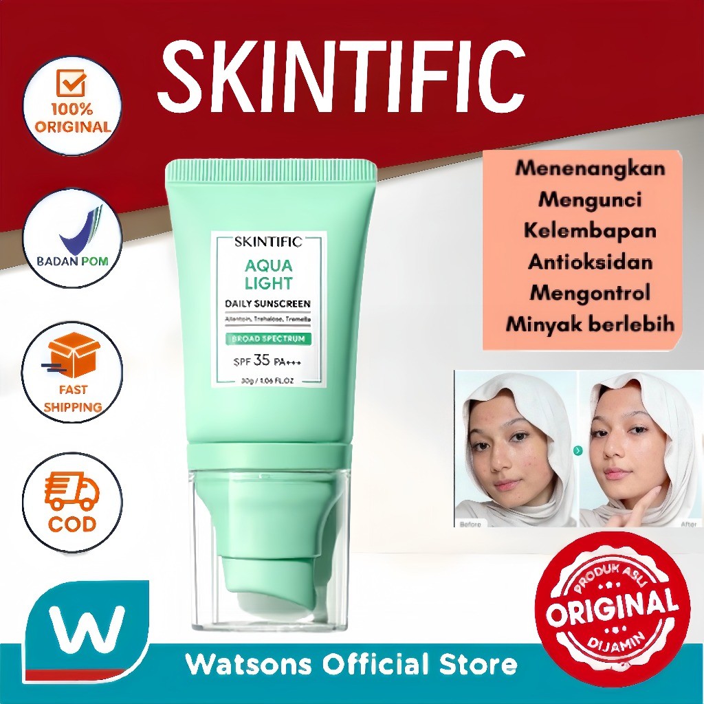 [Watsons Official]Skintific Aqua Light Daily Sunscreen SPF 35 PA +++-30gr