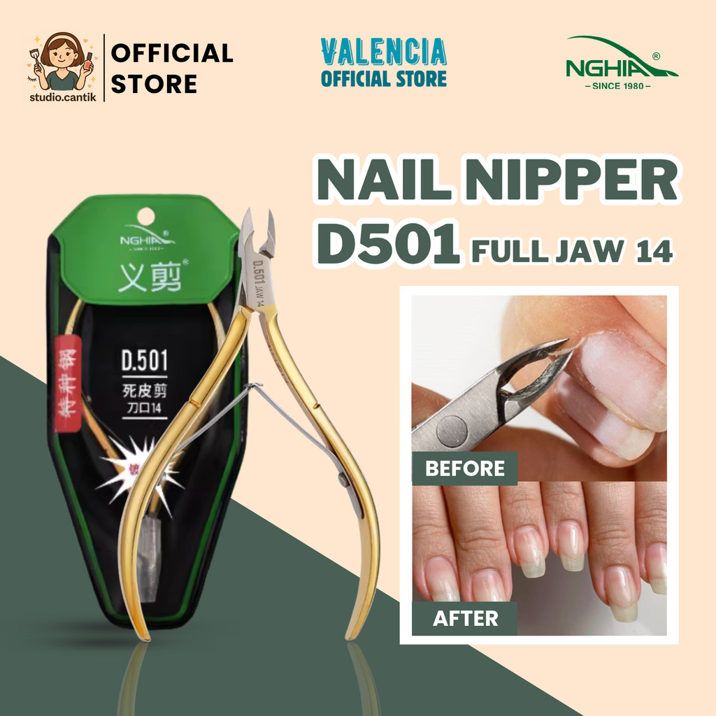 NGHIA Cuticle Nipper D501 Full Jaw 14 – Gunting Kutikula Tajam Stainless Steel Alat Nail Art Cuticle