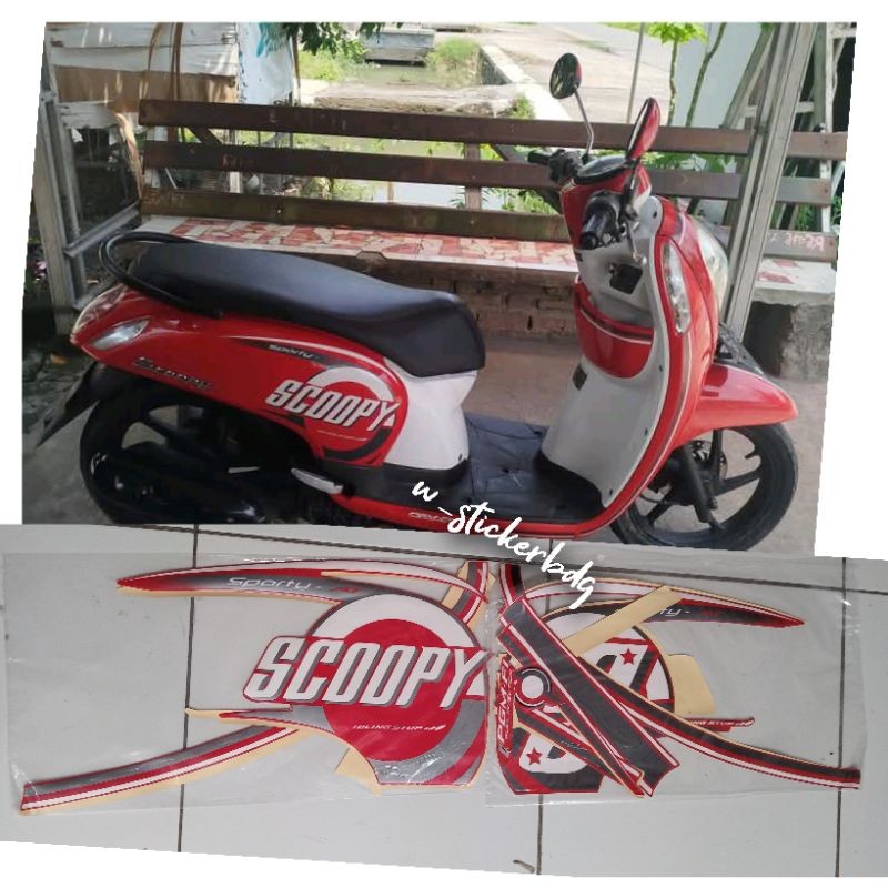Striping Lis Honda Scoopy Sporty 2015 Merah
