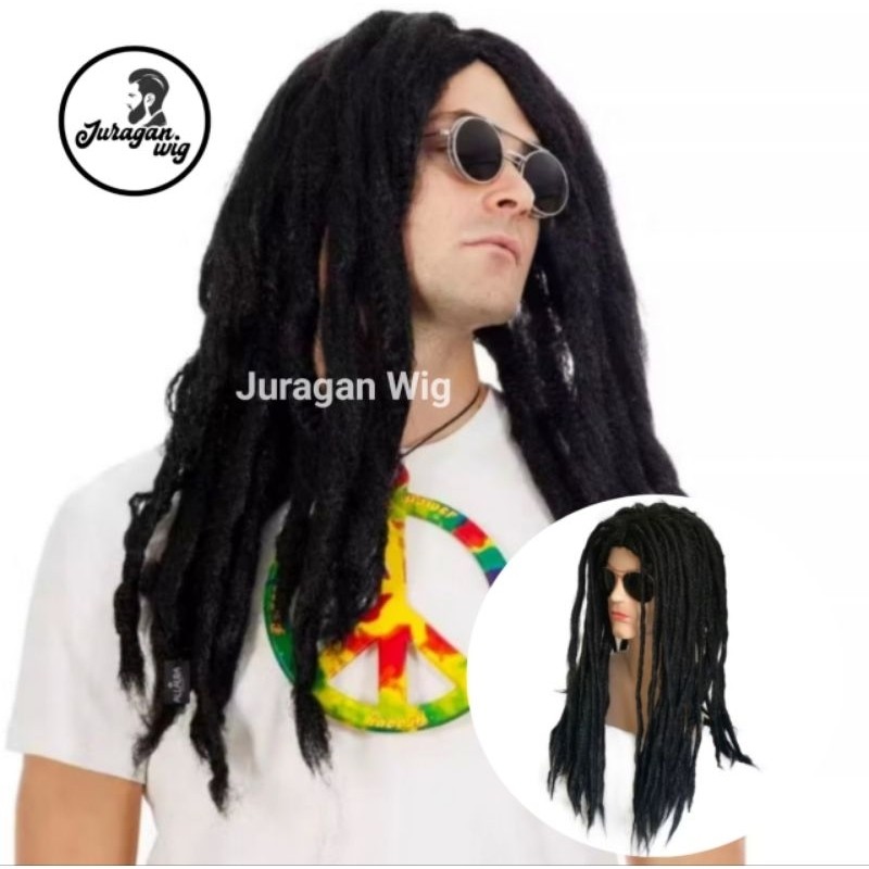 WIG RAMBUT GIMBAL PRIA HITAM NATURAL / WIG GIMBAL REGGAE