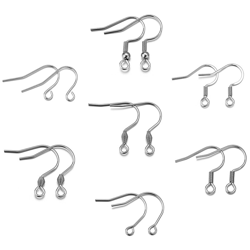 50pcs/Lot Kait Anting Stainless Steel Hipoalergenik Untuk Pembuatan Perhiasan, Kait Anting DIY, Akse