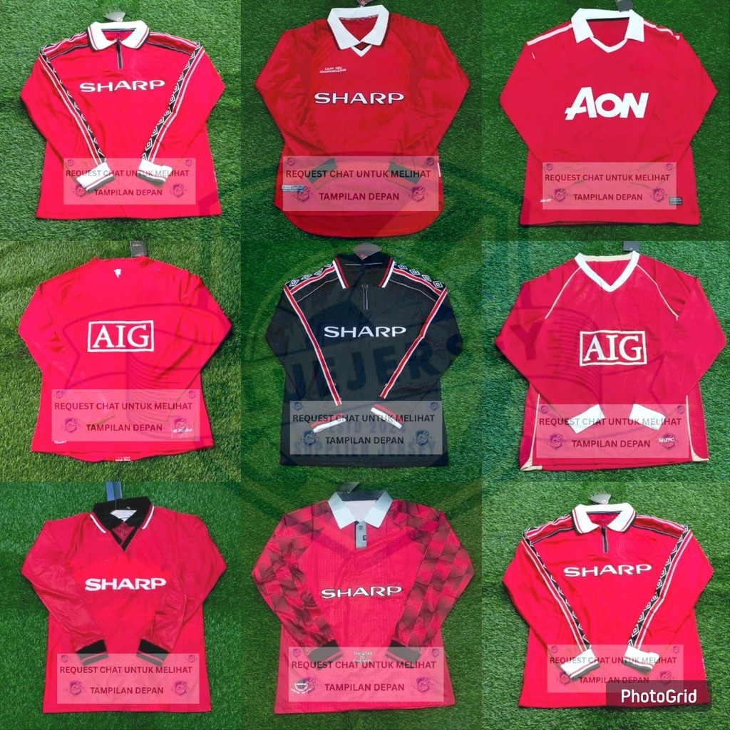 JERSEY BAJU BOLA MEN.U HOME LONGSLEEVE LS RETRO VINTAGE