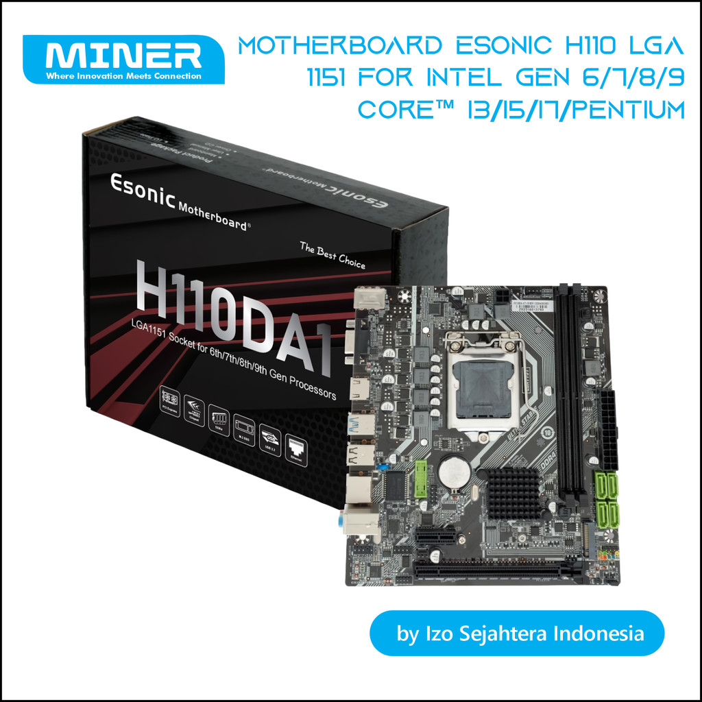 Motherboard Esonic H110 Socket LGA 1151 RAM DDR4 Processor Intel Support M2 NVME