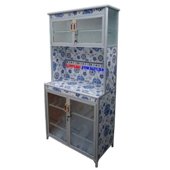 LEMARI RAK PIRING DAPUR ALUMUNIUM JUMBO 2 PINTU
