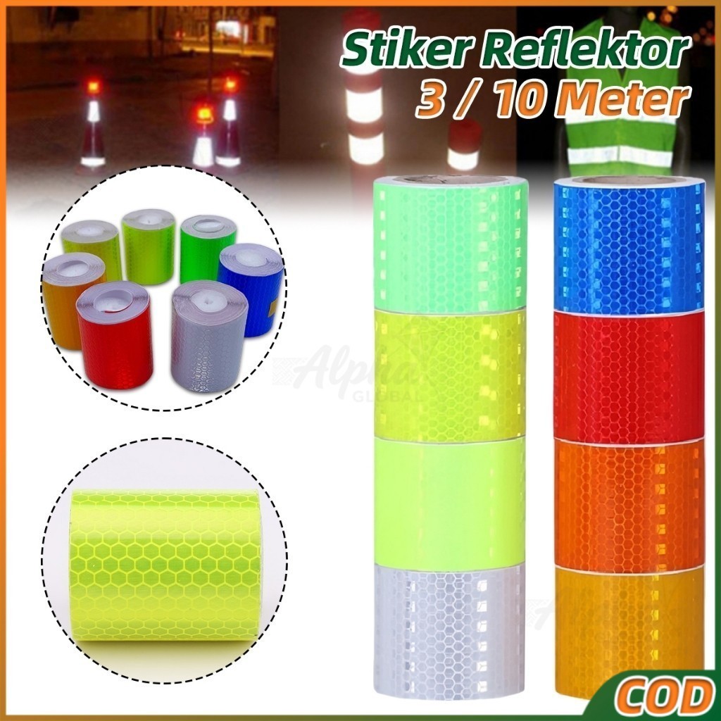 Stiker Reflektor Pita Pemantul Cahaya Stiker Pita Reflektor 3-10meter 5cm Lakban Reflektif Nyala Mob