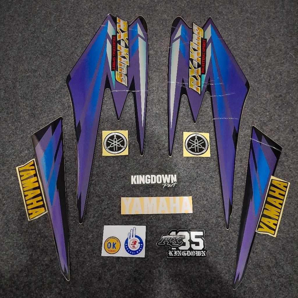 STRIPING LIS RX KING 2002 HITAM UNGU - SET EMBLEM - TERBAIK TERLARIS