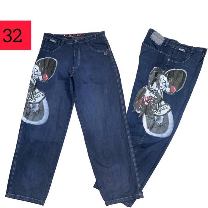 Celana panjang jeans Y2K baggy LOT 29 X LOONEY TUNES ( size 32 )