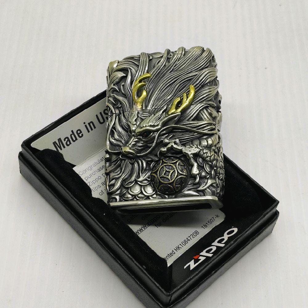 ZIPPO DRAGON FLORAL JACKET SILVER ORIGINAL