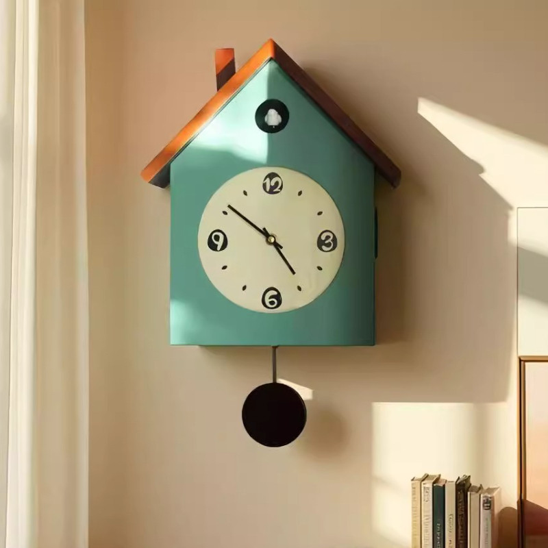 Cuckoo Wall Clocks Nordic Wooden Clock Wall Art Decoration Clocks Living Room Pendulum Watch Luxury 