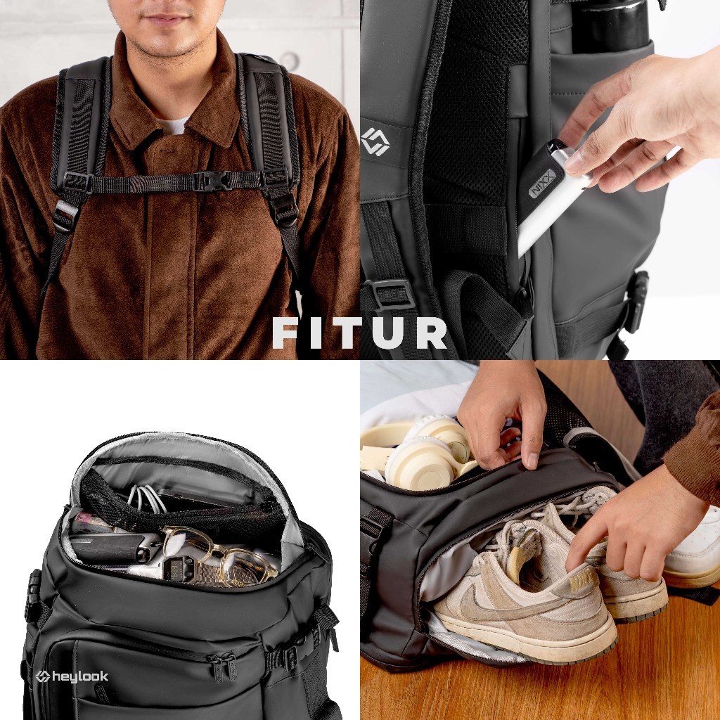 Travel Bag HAMMER HEYLOOK 3 in 1 – Tas Travel Multifungsi Bisa Backpack, Duffle & Trolley Strap