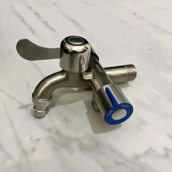 Kran Cabang 3 Stanlees 1/2 inch Kran Air Tembok Cabang 3 SS A2612 Freed Keran Air Cabang 3 Stainless