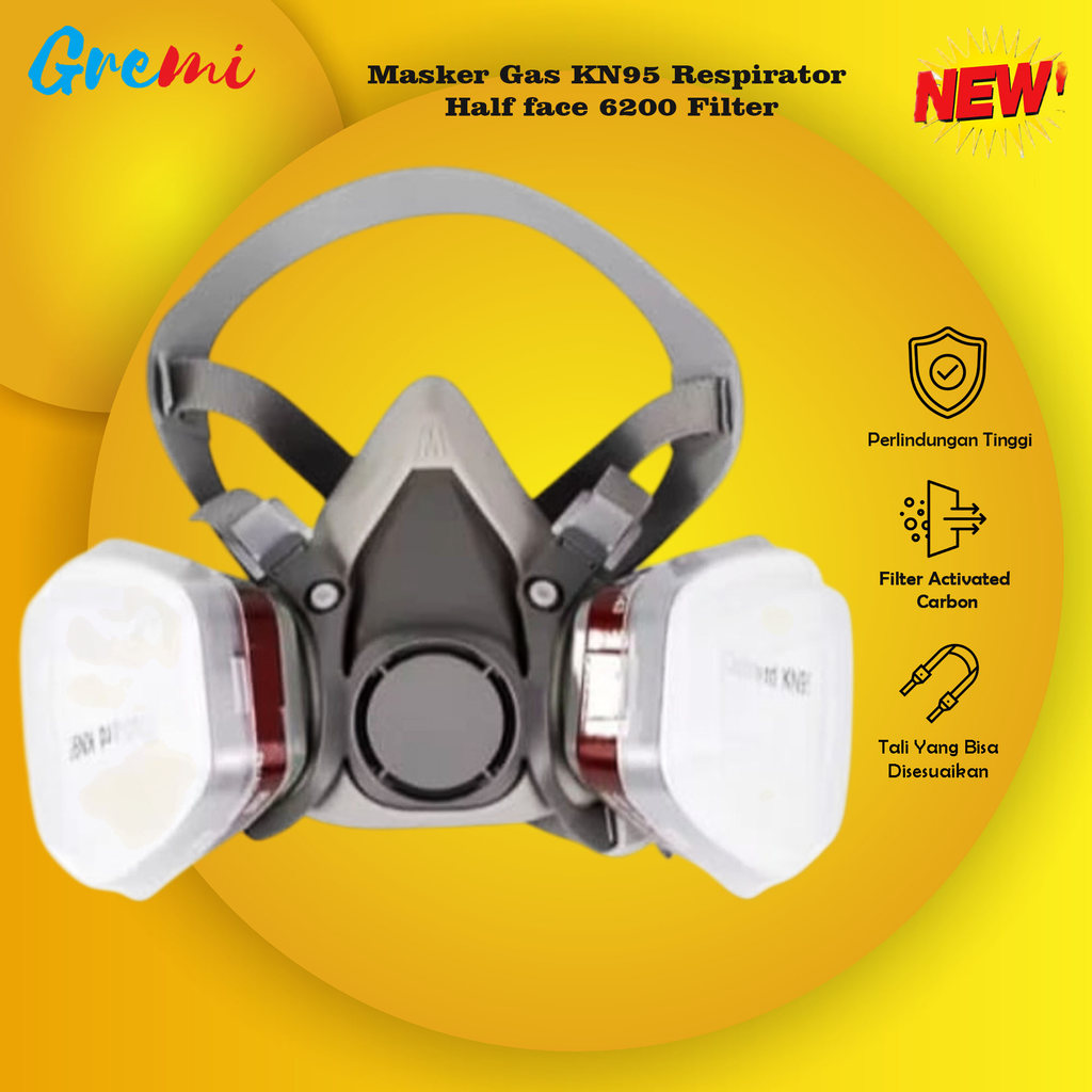 Masker Gas KN95 Respirator Pabrik Cat Masker Pabrik Industrial Half face 6200 Filter