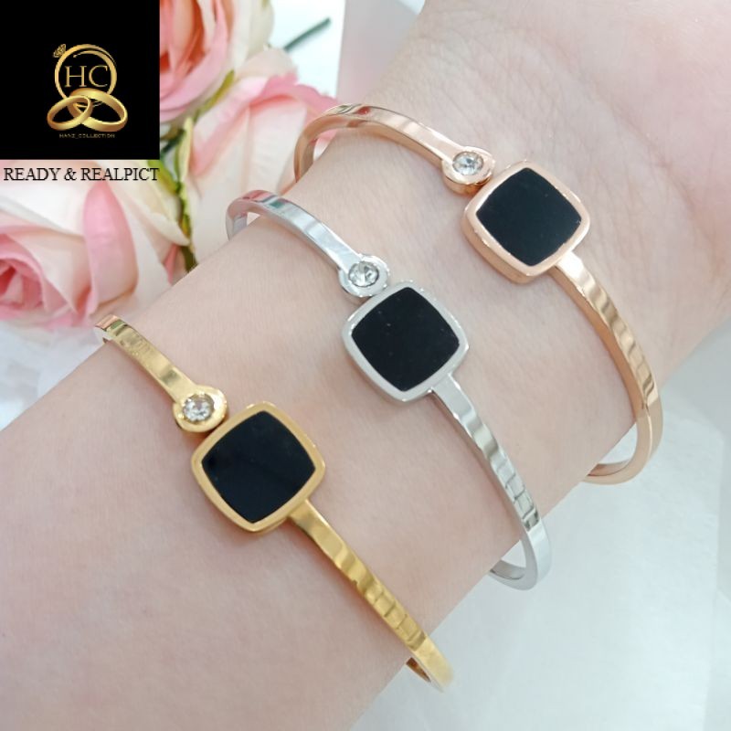 Gelang Bangle Titanium Fashion Segi Bismuth & Magnet
