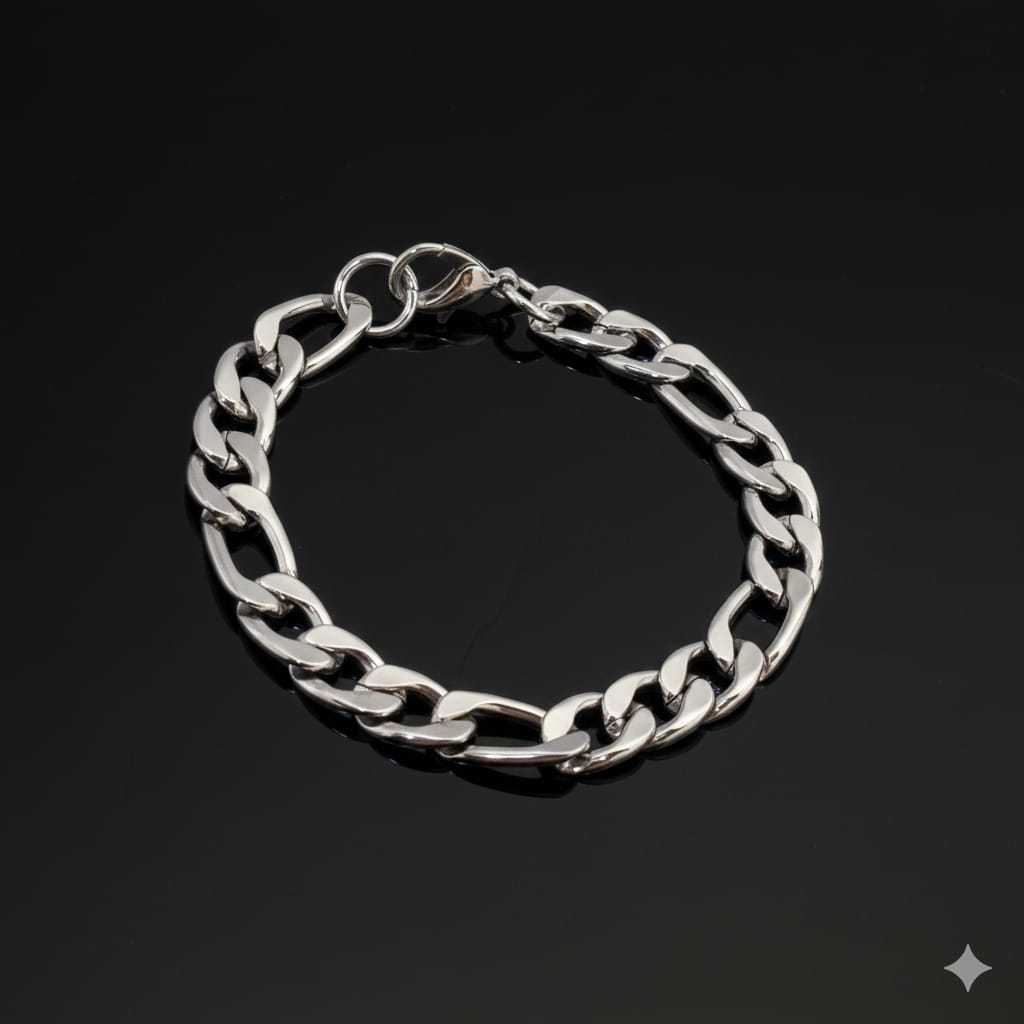 GELANG TITANIUM PRIA WANITA MODEL RANTAI RONGGA KUSUS SILVER LEBAR GELANG 5MM-7MM