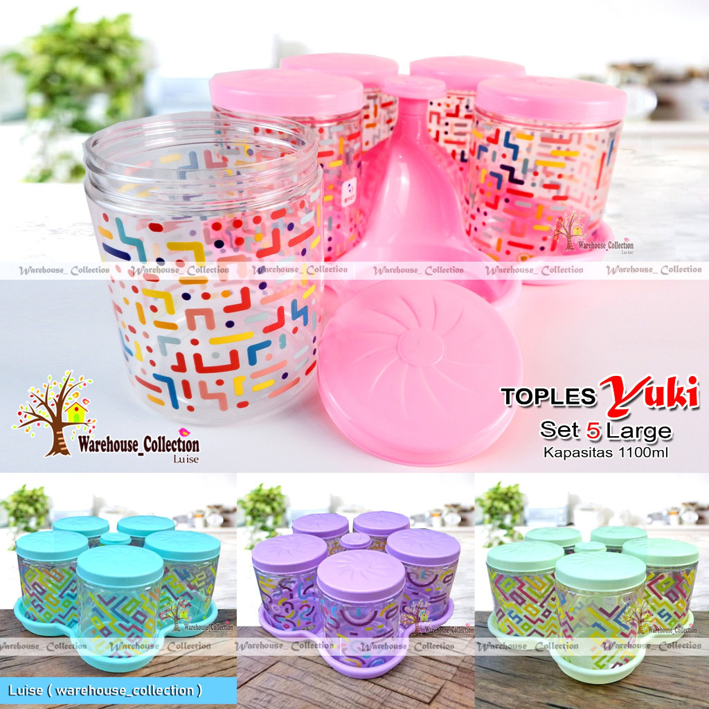 NEW Toples YUKI 1100 ml + Nampan  Set 5 Large // SET 3 LARGE // TOPLES KUE LEBARAN CANTIK // TOPLES 
