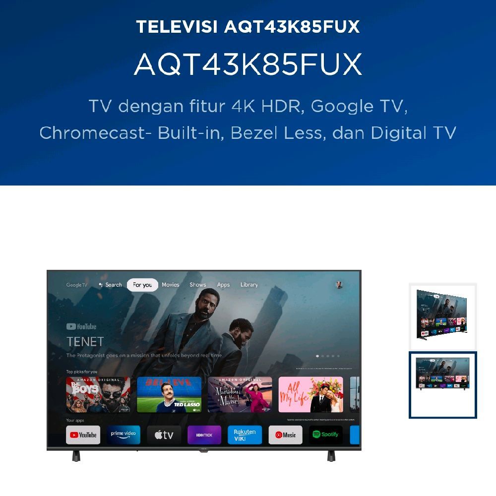 TV 4K UHD GOOEGLE TV 43" AQT-43K85FUX