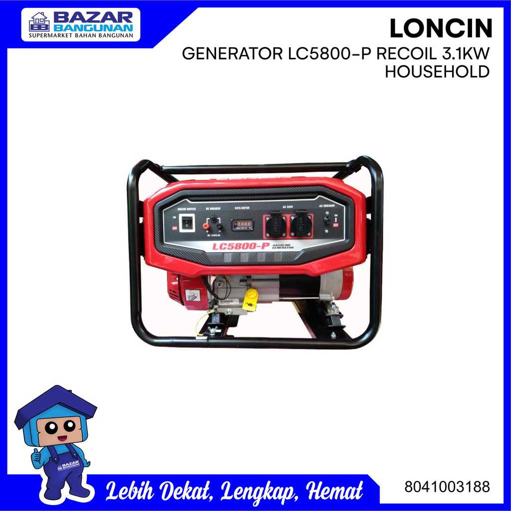 [FREE ONGKIR]: MESIN GENSET GENERATOR LISTRIK BENSIN LONCIN LC 5800 P LC5800P 3100 W