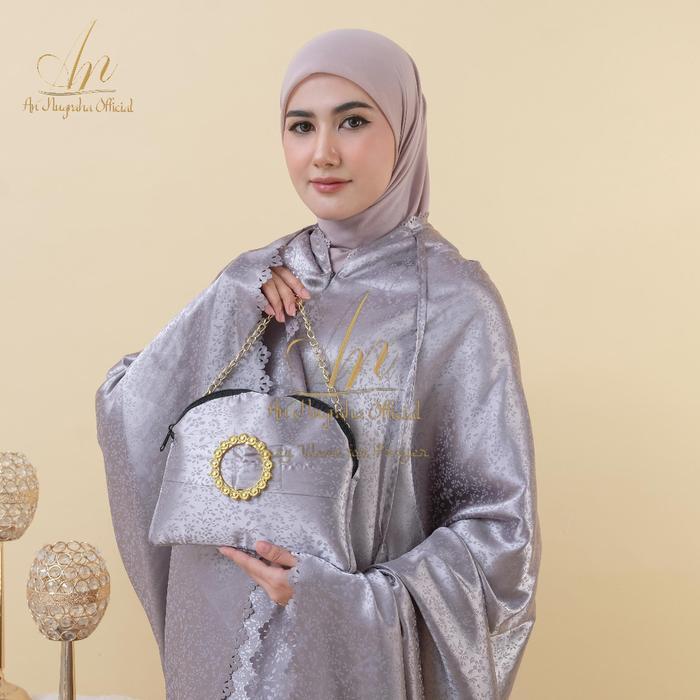 Mukena Dewasa 2in1 Silk Armanita Jacquard Motif Mewah Lasercut - Mahesa GreyStone