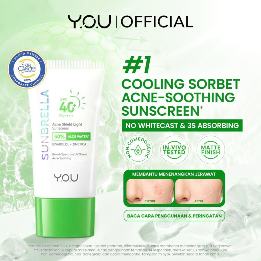 [NEW] YOU Sunbrella Acne Shield Light Sunscreen SPF40+ PA++++ | Tabir Surya Oil Control untuk Kulit 